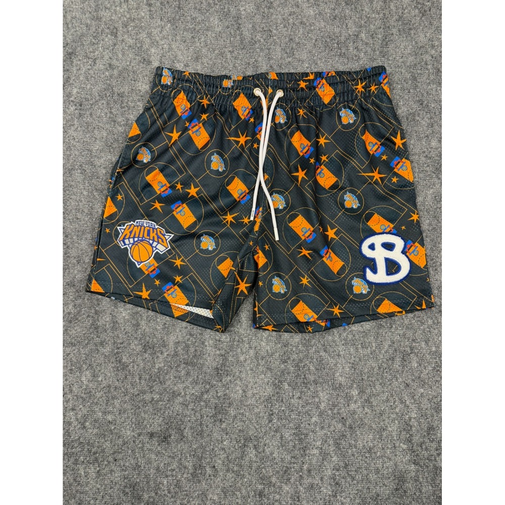 BKTSQD New York Knicks Mesh Basketball Shorts Mens Medium Black All Over Print